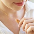 Gold Heart Initial Necklace on Model