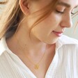 Gold Love Heart Initial Necklace on Model