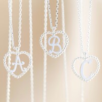 Silver Heart Initial Necklace