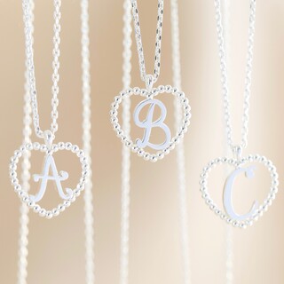 Silver Heart Initial Necklace