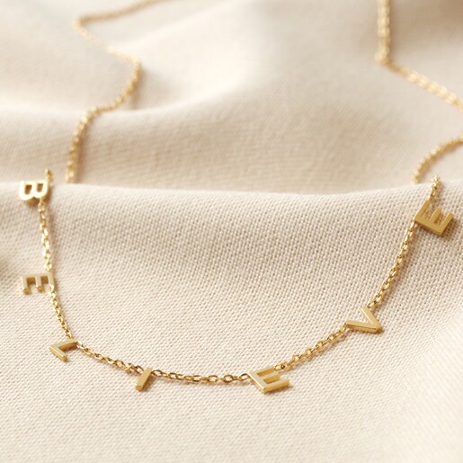 Believe Charm Necklace in Gold