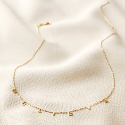 Full Believe Charm Necklace in Gold