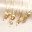 Birth Flower Stem Pendant Necklaces in Gold