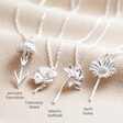 Birth Flower Pendant Necklaces - Silver - January - April