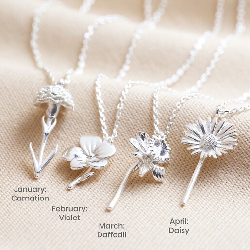 Lisa Angel Jewellery Collection Birth Flower Pendant Necklace