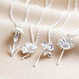 Birth Flower Stem Pendant Necklaces in Silver