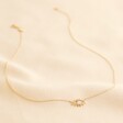 Full Chain Length of Clear Crystal Eye Charm Necklace in Gold