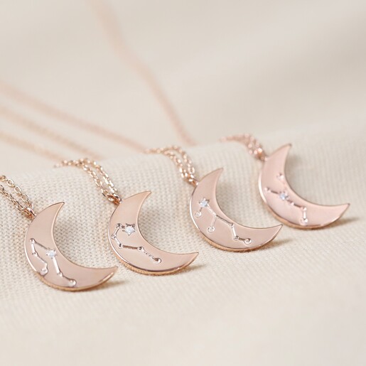 Constellation Moon Necklace in Rose Gold | Lisa Angel