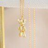 Cute Unique Gold Dancing Teddy Bear Pendant Necklace