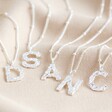 Lisa Angel Ladies' Hammered Initial Charm Necklace in Silver