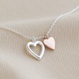 Mixed Metal Double Heart Necklace