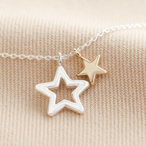 Double Star Necklace in silver and Gold