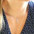 Lisa Angel Diamante Initial Necklace in Silver on Model