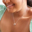Mixed Metal Double Heart Necklace on Model