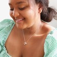 Model Wearing Mixed Metal Double Heart Necklace