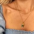 Lisa Angel Personalised Pressed Birth Flower Pendant Necklace on Model