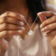 Model Wearing Lisa Angel Ladies' Personalised Small Silver Envelope Necklace