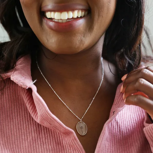 Lisa Angel November Pressed Birth Flower Necklace on Model
