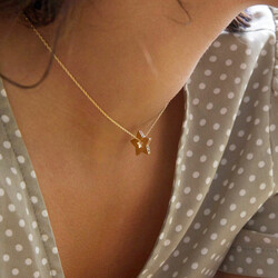 Rainbow Crystal Edge Star Pendant Necklace in Gold