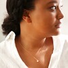 Tiny Pink Enamel Heart Necklace on Model