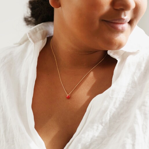 Red Enamel Heart Pendant Necklace in Gold | Lisa Angel