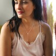 Model Wearing Ladies' Lisa Angel Moon and Sun Lariat Necklace in Silver From Lisa Angel