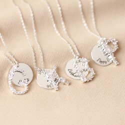 Personalised Diamante Initial Necklace in Silver