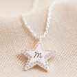 Lisa Angel Personalised Initial Crystal Star Necklace in Silver