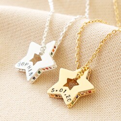 Personalised Rainbow Crystal Edge Star Pendant Necklace