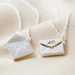 Personalised Small Silver Envelope Necklace