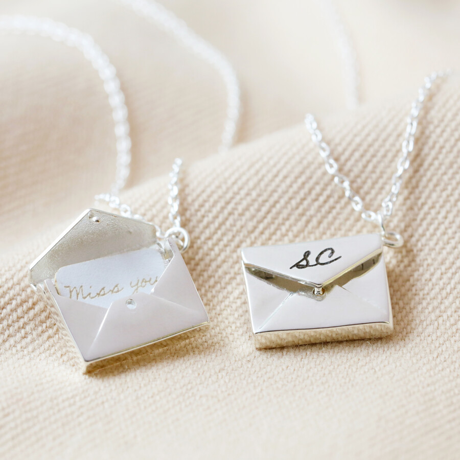 a necklace with a personalized love note inside | Envelope necklace,  Necklace, Jewelry