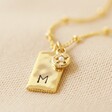 Gold Personalised Tiny Hammered Tag Pendant Necklace with Birthstone Charm