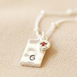 Silver Personalised Tiny Hammered Tag Pendant Necklace with Birthstone Charm
