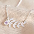 Lisa Angel Silver Fern Leaf Necklace with Birthstone Charm