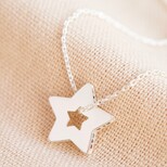 Rainbow Crystal Edge Star Pendant Necklace in Silver