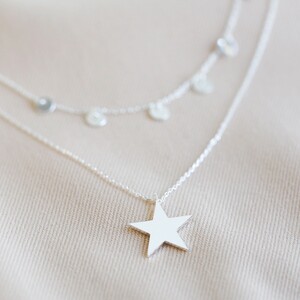 Silver Double Layer Star Necklace