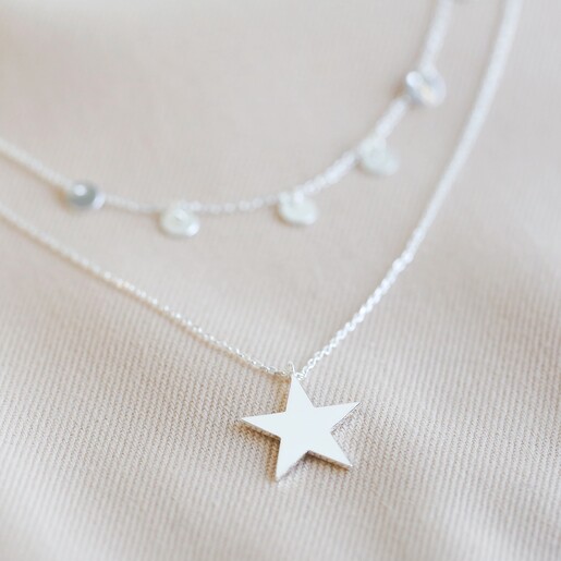 Silver Double Layer Star Necklace Jewellery Lisa Angel