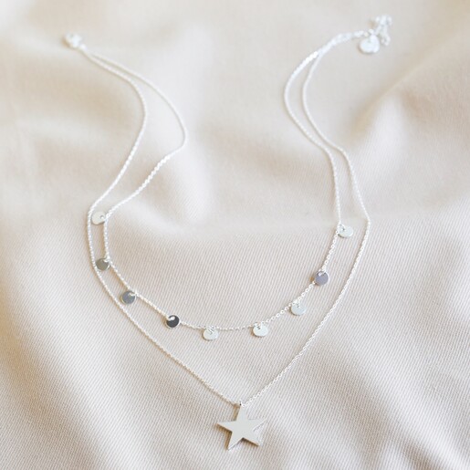 Double chain necklace on sale silver