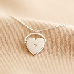 Spinning Heart Pendant Necklace In Silver