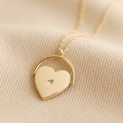 Spinning Heart Pendant Necklace in Gold