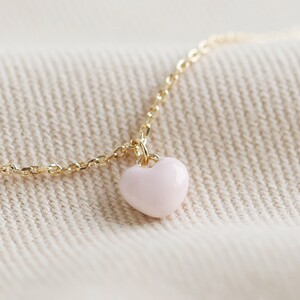 Tiny Enamel heart necklace in Peach and Gold