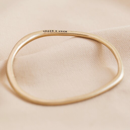 Personalised Organic Shape Bangle in Gold