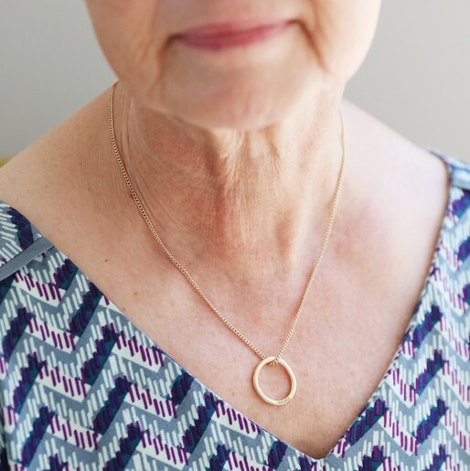 Sentimental Personalised Organic Style Hoop Necklace From Lisa Angel Worn by Model