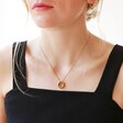 Model Wearing Tala Lani Gold Sterling Silver Baroque Russian Ring Necklace