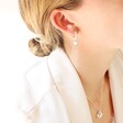 Tala Lani Sterling Silver Baroque Heart Huggie Hoop Earrings on Model