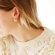 Tala Lani Gold Sterling Silver Baroque Hoop Earrings on Model