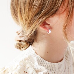 Tala Lani Sterling Silver Domed Huggie Hoop Earrings