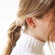 Tala Lani Gold Sterling Silver Domed Huggie Hoop Earrings on Model