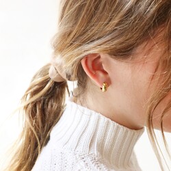 Tala Lani Gold Sterling Silver Domed Huggie Hoop Earrings