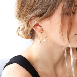 Tala Lani Gold Sterling Silver and Freshwater Pearl Statement Earrings
